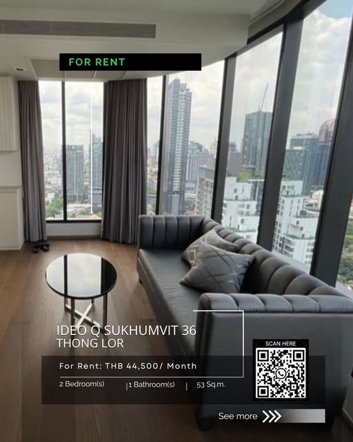 Original unedited source image: Ideo Q Sukhumvit 36. Printed historic rent and property details; current price and availability unconfirmed.
