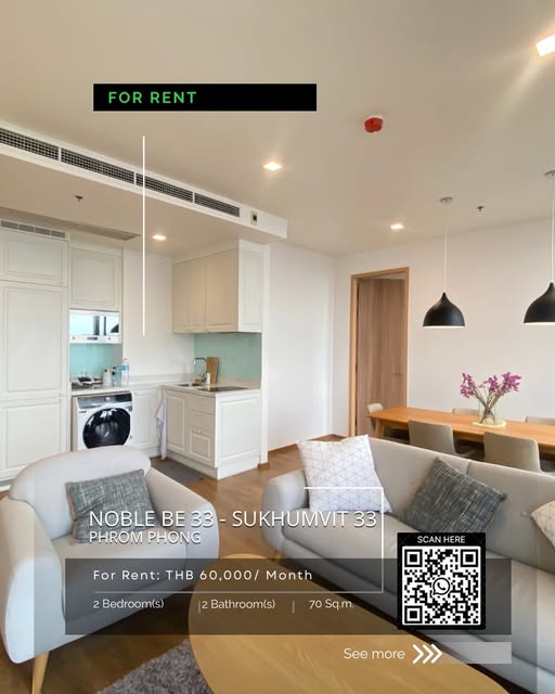 Original unedited source image: Noble BE 33 – Sukhumvit 33. Printed historic rent and property details; current price and availability unconfirmed.